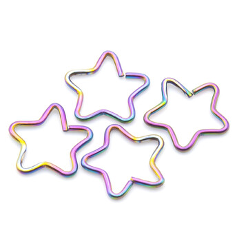 Серьга для пирсинга Звезда, из нержавеющей стали, размер 12мм, цвет Радужный, 1 шт.