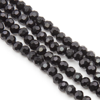 Бусины хрусталь огранка шар 6 мм Ø 1 мм +-50 см (+-95 шт.) Черный