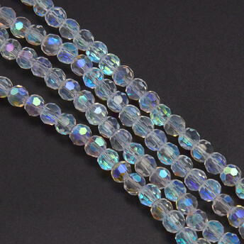 Бусины хрусталь огранка шар 6 мм Ø 1 мм (+-95 шт.) Белый АВ+