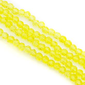 Бусины хрусталь огранка шар 6 мм Ø 1 мм +-50 см (+-95 шт.) Желтый прозрачный