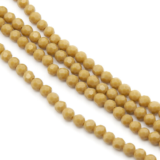 Бусины хрусталь огранка шар 6 мм Ø 1 мм +-50 см (+-95 шт.) Горчичный