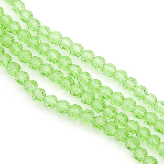 Бусины хрусталь огранка шар 6 мм Ø 1 мм +-50 см (+-95 шт.) Салатовый прозрачный