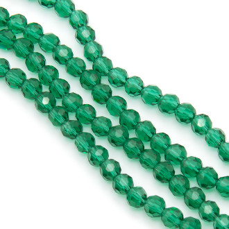 Бусины хрусталь огранка шар 4 мм Ø 0,8 мм +-37 см (+-95 шт.) Изумруд