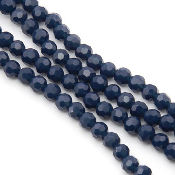 Бусины хрусталь огранка шар 4 мм Ø 0,8 мм +-37 см (+-95 шт.) Синий темный