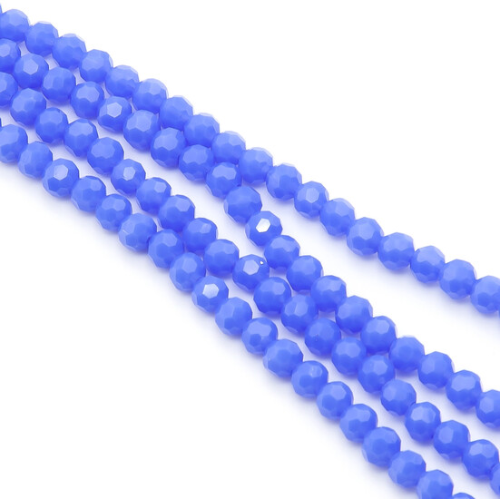 Бусины хрусталь огранка шар 4 мм Ø 0,8 мм +-37 см (+-95 шт.) Синий