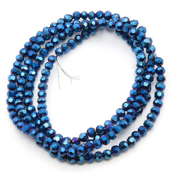 Бусины хрусталь огранка шар 6 мм Ø 1 мм +-50 см (+-95 шт.) Синий металлизированный