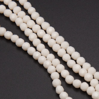 Бусины хрусталь огранка шар 4 мм Ø 0,8 мм +-37 см (+-95 шт.) Молочно-розовый