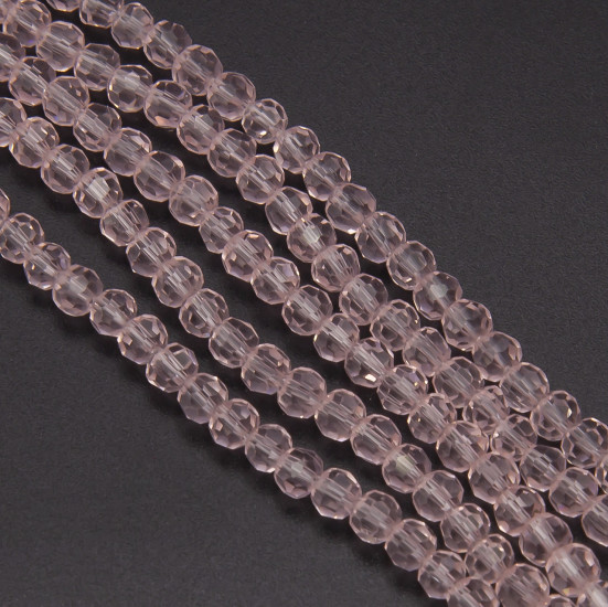 Бусины хрусталь огранка шар 4 мм Ø 0,8 мм +-37 см (+-95 шт.) Розовый светлый прозрачный