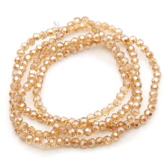 Бусины хрусталь огранка шар 4 мм Ø 0,8 мм +-37 см (+-95 шт.) Шампань