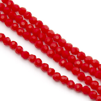 Бусины хрусталь огранка шар 4 мм Ø 0,8 мм +-37 см (+-95 шт.) Красный
