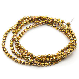 Бусины хрусталь огранка шар 4 мм Ø 0,8 мм +-37 см (+-95 шт.) Золотистый
