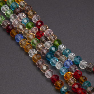 Бусины хрусталь огранка шар 6 мм Ø 1 мм +-50 см (+-95 шт.) Разные цвета