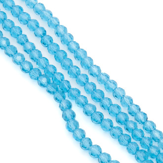 Бусины хрусталь огранка шар 6 мм Ø 1 мм +-50 см (+-95 шт.) Голубой прозрачный