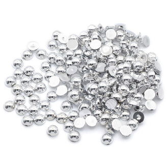 Полубусины пластиковые 4 мм Серебристый +-500 шт.