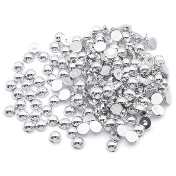 Полубусины пластиковые 5 мм Серебристый +-250 шт.