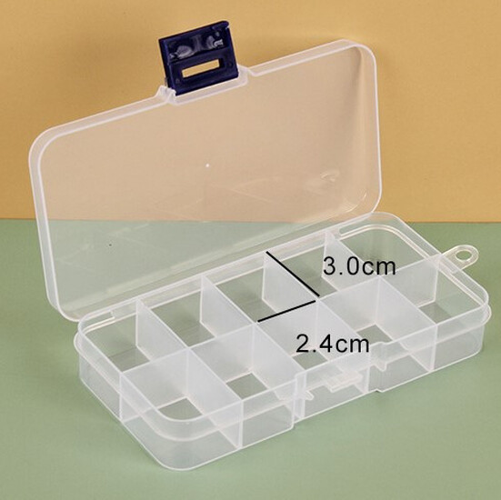 Органайзер 10 яч. контейнер пластиковый для рукоделия 12.8х6.6х2.2 см Прозрачный