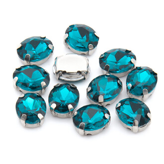 Стразы в цапах пришивные Овал 8х10 мм Море 10 шт.