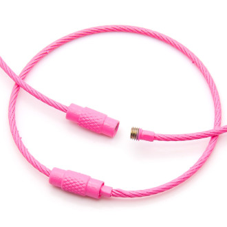 Основа для брелка металлический тросик с замком 150х1,5 мм Розовый яркий