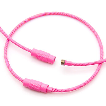 Основа для брелка металлический тросик с замком 150х1,5 мм Розовый яркий