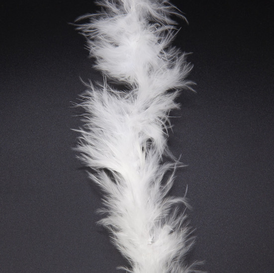 Пуховая нить из индюшиного пуха №4 боа 2 м (+-6,5 г) 5 см нить 2 мм Белый