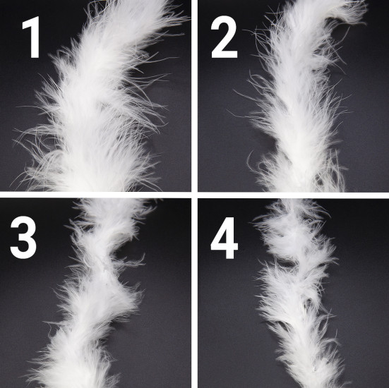 Пуховая нить из индюшиного пуха №4 боа 2 м (+-6,5 г) 5 см нить 2 мм Белый