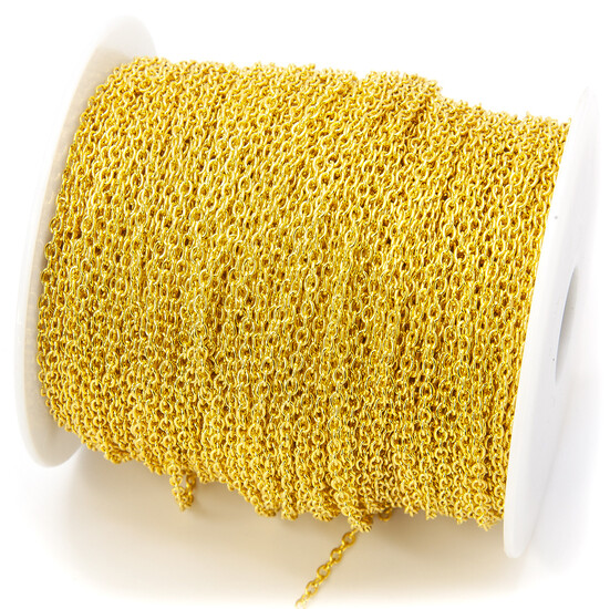 Цепь для рукоделия 3,1х4х0,8 мм Золото яркое 1 метр
