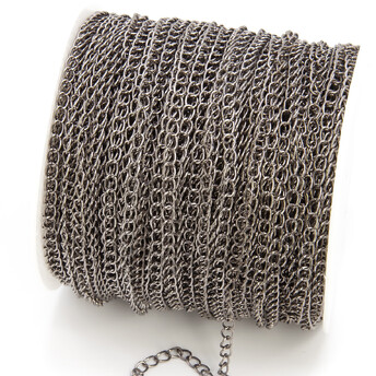 Цепь для рукоделия 3,8x6х0,8 мм Черный Никель 1 метр