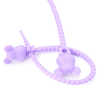 Стяжка силиконовая Мишка со стопом 20 см Фиолетовый