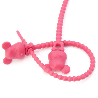 Стяжка силиконовая Мишка со стопом 20 см Розовый