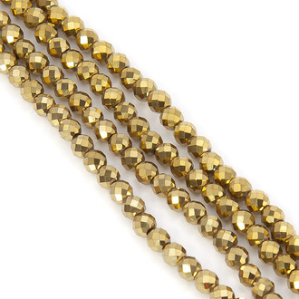 Бусины граненые Шар Гематит 2 мм Золотистый 40 см +-200 шт.