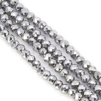 Бусины граненые Шар Гематит 3 мм Серебристый 40 см +-140 шт.