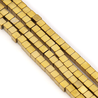 Бусины Квадрат Гематит 2,5х2,5 мм Золотистый 40 см +-155 шт.