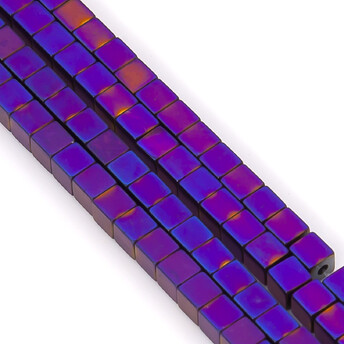 Бусины Квадрат Гематит 2,5х2,5 мм Фиолетово-желтый 40 см +-155 шт.