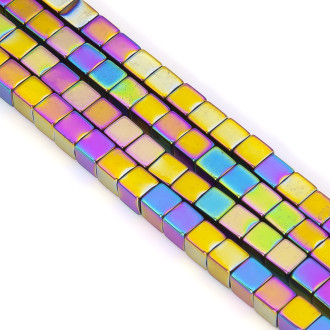 Бусины Квадрат Гематит 4х4 мм Радужный 40 см +-95 шт.