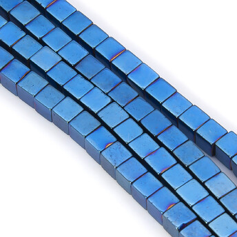 Бусины Квадрат Гематит 4х4 мм Синий 40 см +-95 шт.
