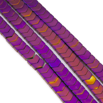 Бусины Змейка Гематит 6х2 мм Фиолетово-желтый 40 см +-180 шт.