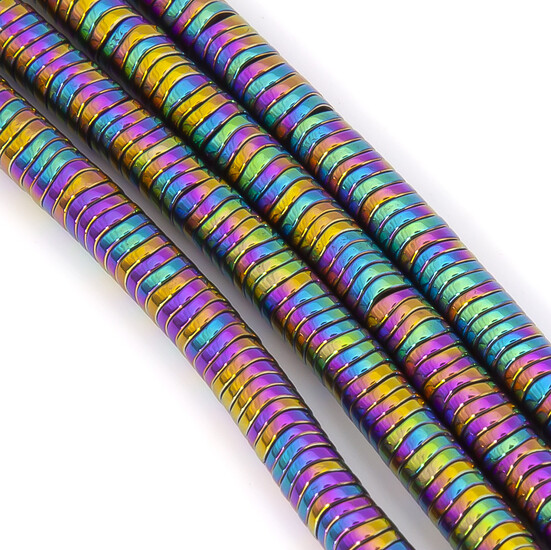 Бусины Волна Гематит 4х1 мм Радужный 40 см +-370 шт.