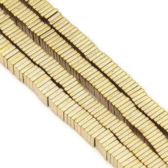 Бусины Квадрат Гематит 4х1 мм Золотистый глянцевый 40 см +-370 шт.