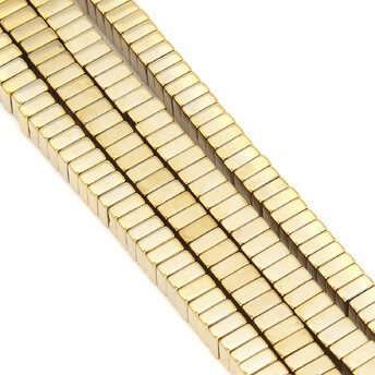 Бусины Квадрат Гематит 4х2 мм Золотистый глянцевый 40 см +-200 шт.