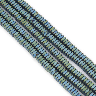 Бусины Квадрат плоский граненый гематит 3х1 мм Синий темный 40 см +-340 шт.