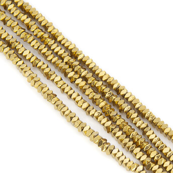 Бусины Квадрат плоский граненый гематит 2х1,2 мм Золотистый 40 см +-310 шт.