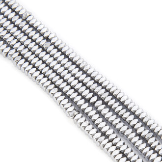 Бусины Квадрат плоский граненый гематит 3х1,2 мм Серебристый 40 см +-310 шт.