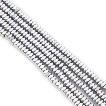 Бусины Квадрат плоский граненый гематит 3х1,2 мм Серебристый 40 см +-310 шт.