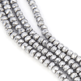 Бусины Огранка Гематит 4х3 мм Серебристый 40 см +-140 шт.