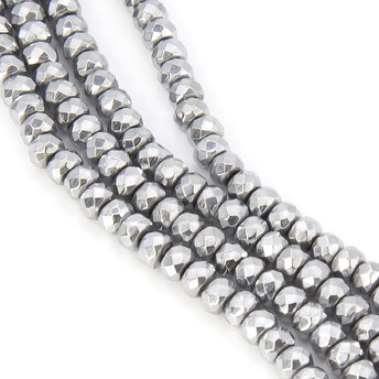 Бусины Огранка Гематит 4х3 мм Серебристый 40 см +-140 шт.