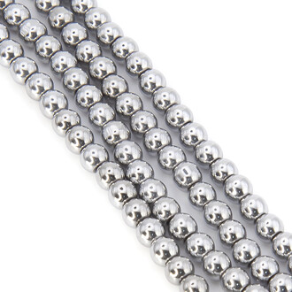 Бусины Шар Гематит 6 мм Серебристый 40 см +-72 шт.