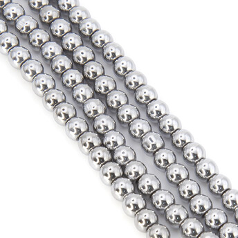 Бусины Шар Гематит 4 мм Серебристый 40 см +-105 шт.