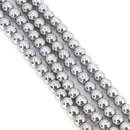 Бусины Шар Гематит 10 мм Серебристый 40 см +-46 шт.