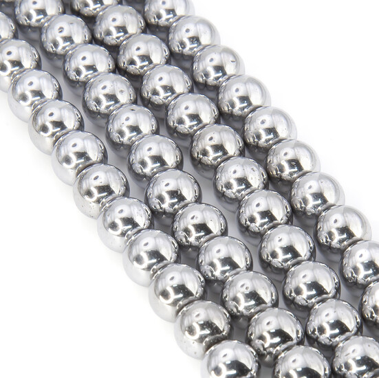 Бусины Шар Гематит 10 мм Серебристый 40 см +-46 шт.