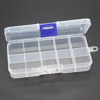Органайзер 10 яч. контейнер пластиковый для рукоделия 12.8х6.6х2.2 см Прозрачный